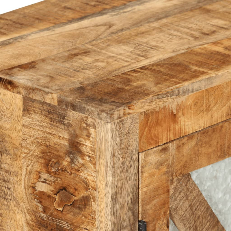 Dressoir 80X30X71 Cm Massief Ruw Mangohout En Metaal