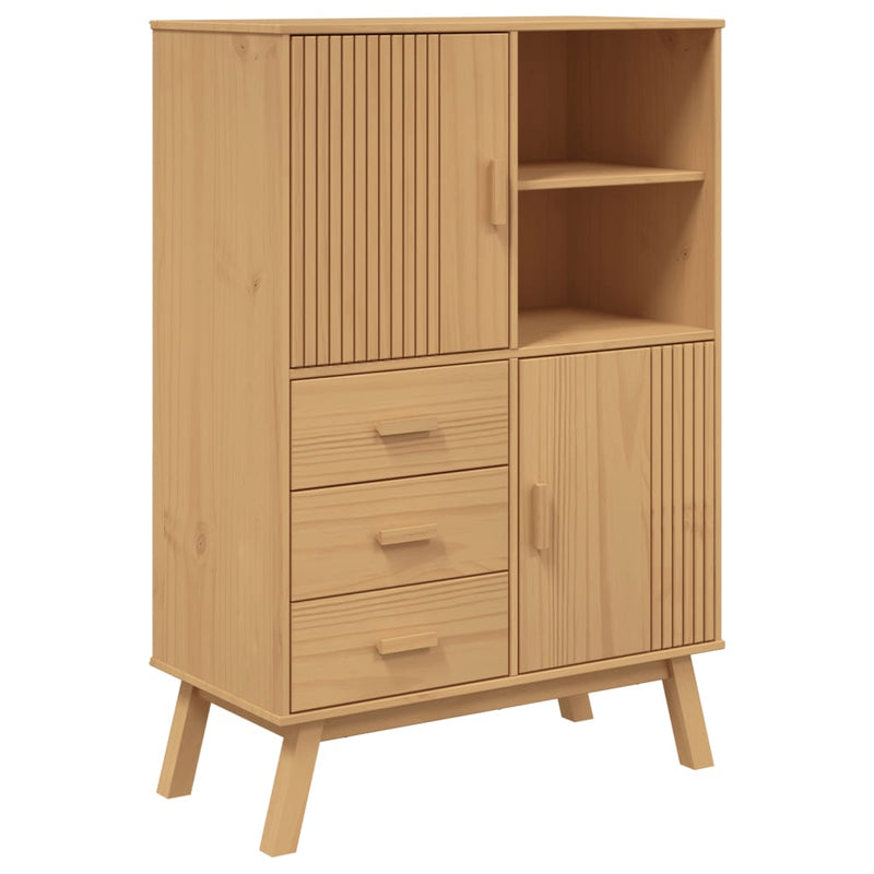 Hoge Kast Olden 85X43X125 Cm Massief Grenenhout