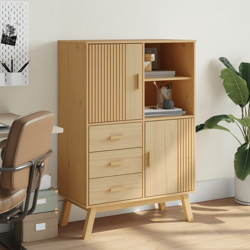 Hoge Kast Olden 85X43X125 Cm Massief Grenenhout
