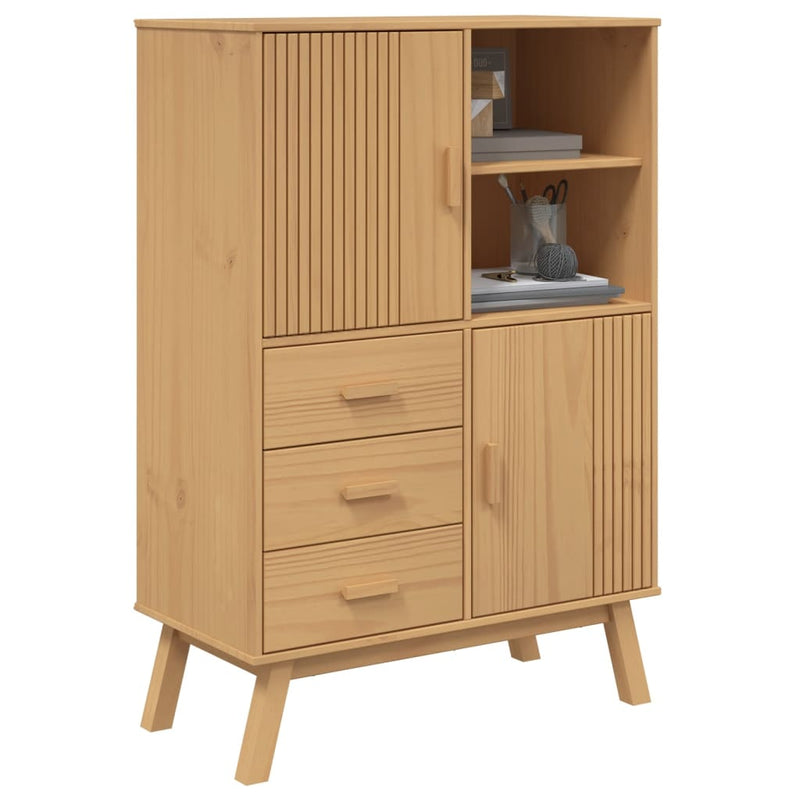 Hoge Kast Olden 85X43X125 Cm Massief Grenenhout