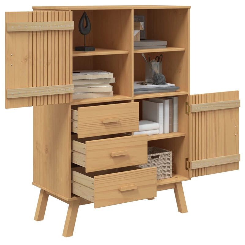 Hoge Kast Olden 85X43X125 Cm Massief Grenenhout