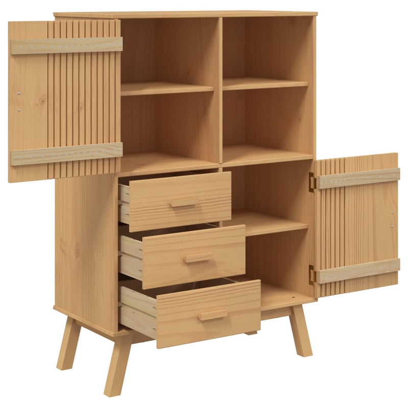 Hoge Kast Olden 85X43X125 Cm Massief Grenenhout