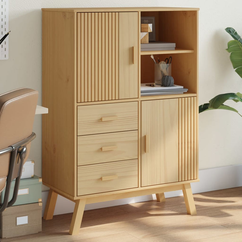 Hoge Kast Olden 85X43X125 Cm Massief Grenenhout