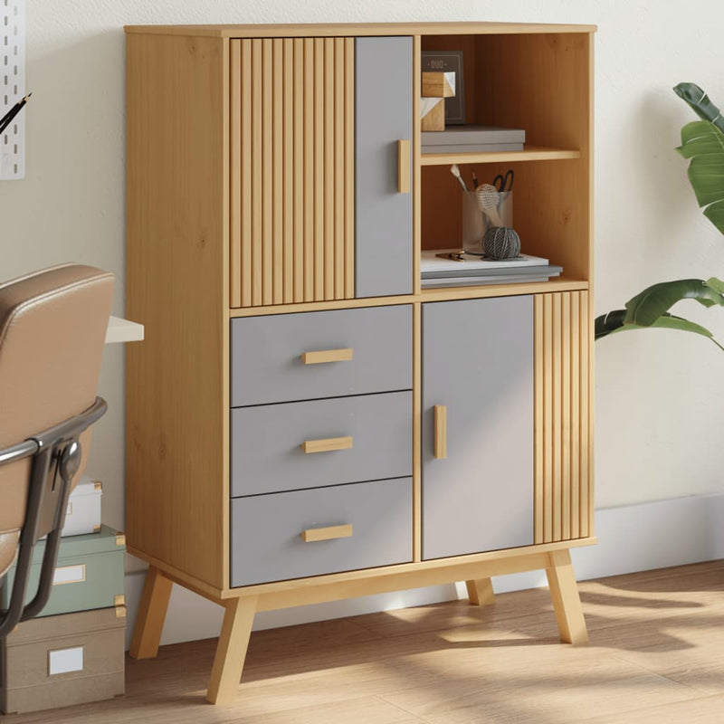 Hoge Kast Olden 85X43X125 Cm Massief Grenenhout