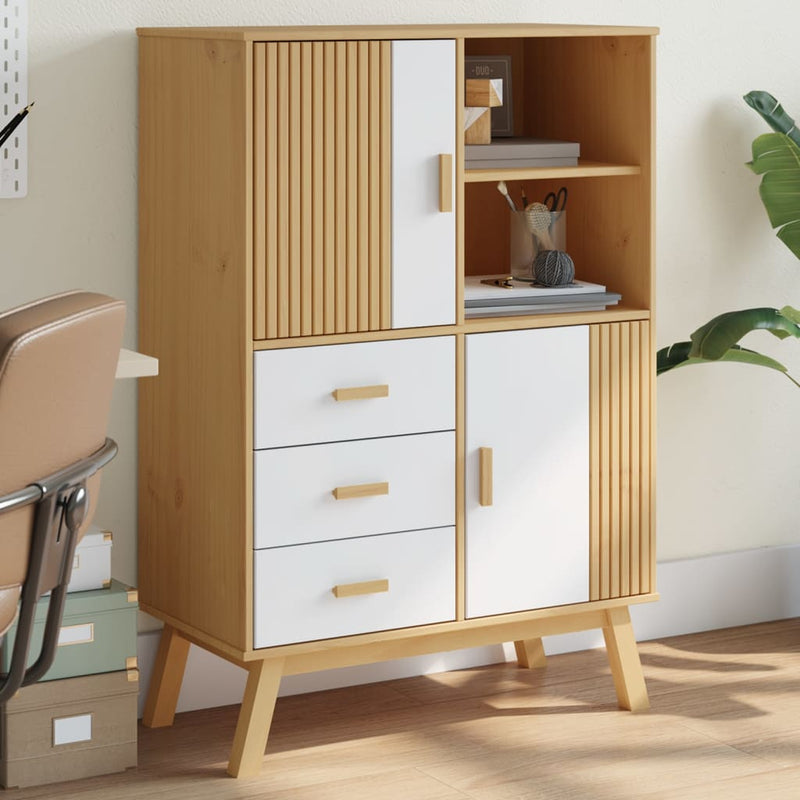 Hoge Kast Olden 85X43X125 Cm Massief Grenenhout