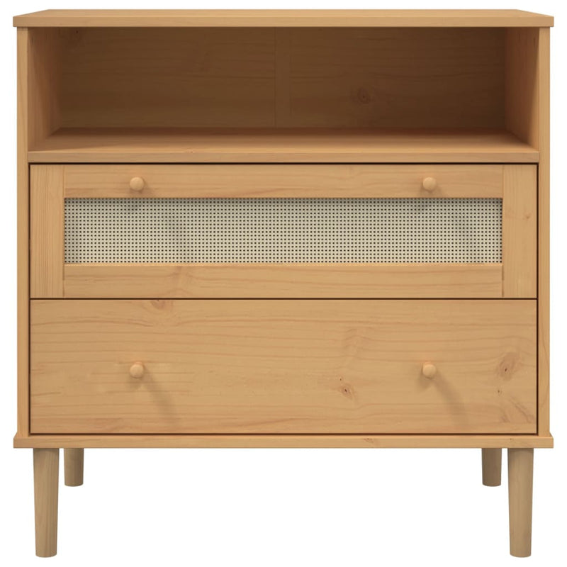 Dressoir Senja Rattan-Look 80X40X80 Cm Massief Grenenhout