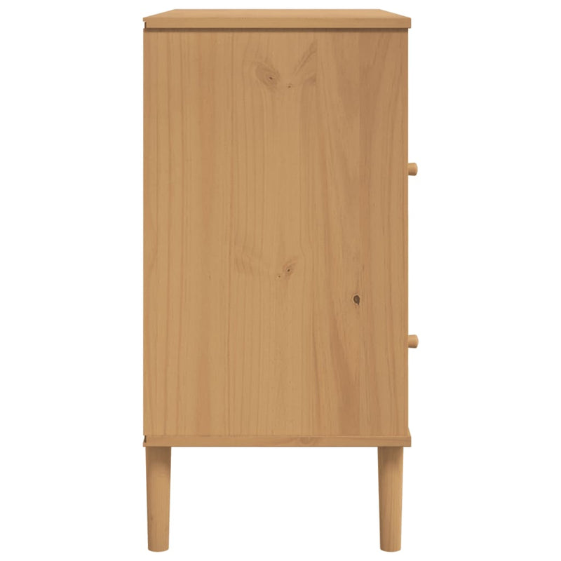 Dressoir Senja Rattan-Look 80X40X80 Cm Massief Grenenhout