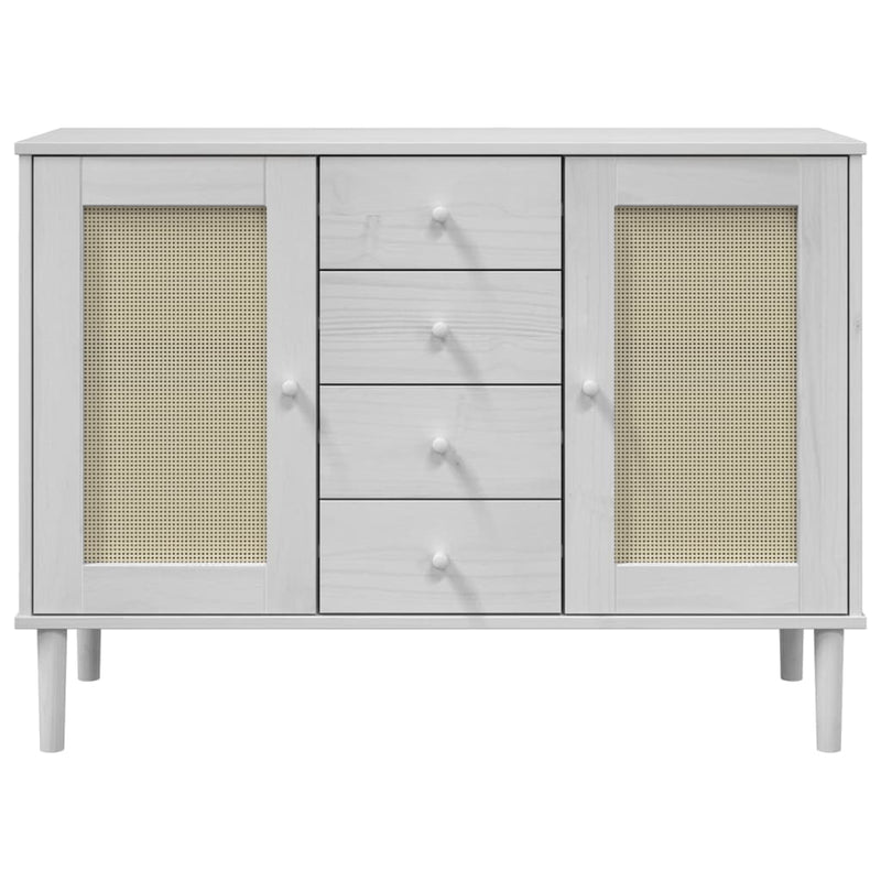Dressoir Senja Rattan-Look 112X40X80 Cm Massief Grenenhout