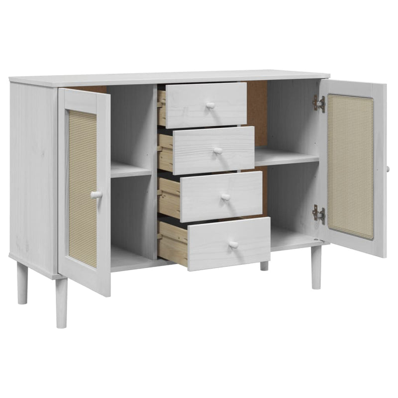 Dressoir Senja Rattan-Look 112X40X80 Cm Massief Grenenhout
