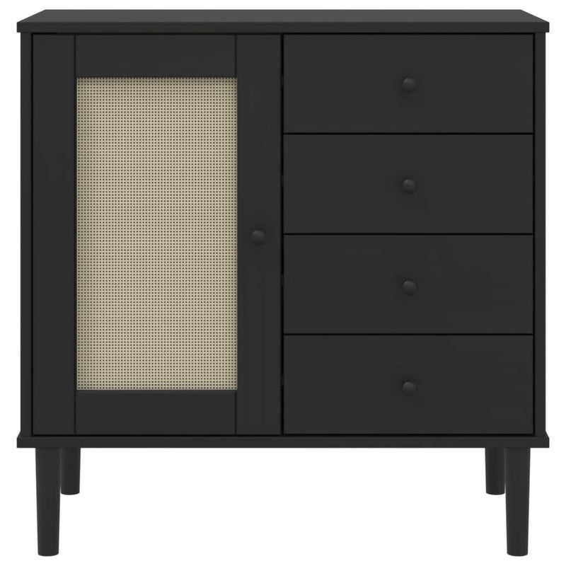 Dressoir Senja 80X40X80 Cm Rattan Look Massief Grenenhout