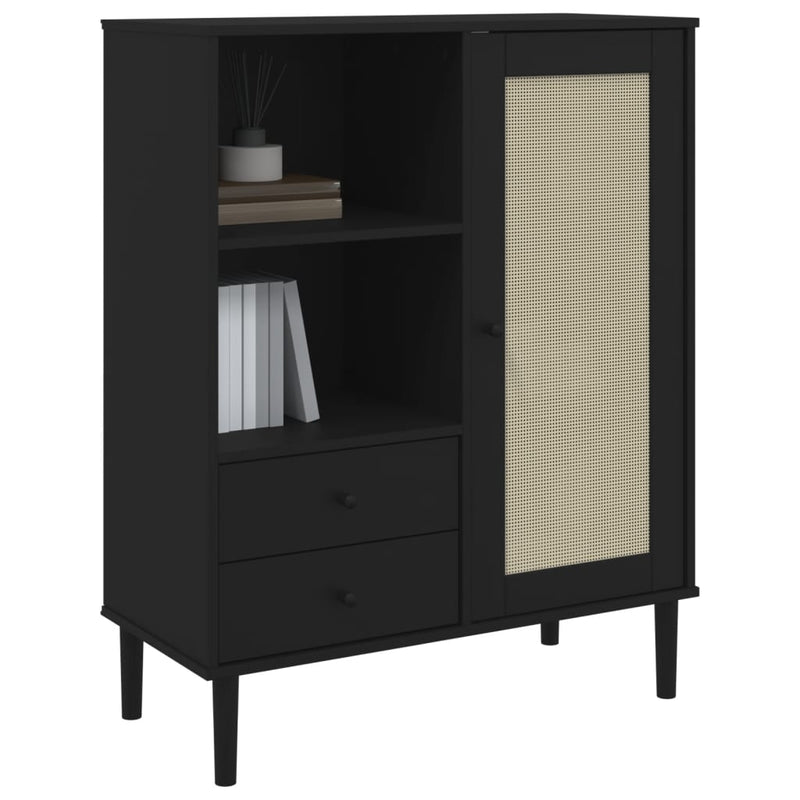 Hoge Kast Senja Rattan-Look 90X40X112 Cm Grenenhout