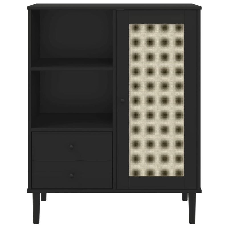 Hoge Kast Senja Rattan-Look 90X40X112 Cm Grenenhout