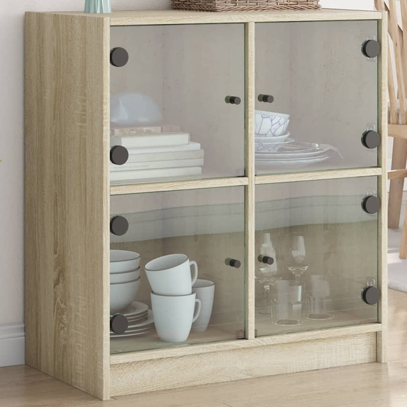 Bijzetkast Met Glazen Deuren 68X37X75,5 Cm