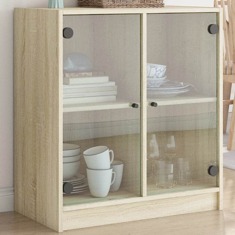 Bijzetkast Met Glazen Deuren 68X37X75,5 Cm