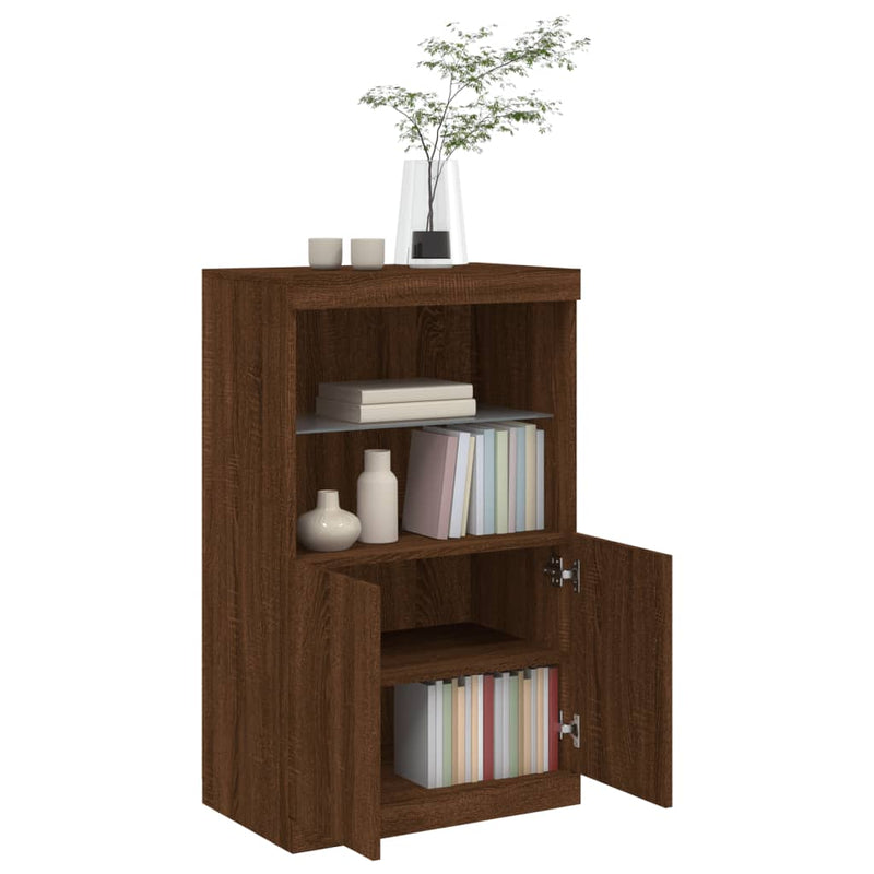 Dressoir Met Led-Verlichting 60,5X37X100 Cm Bruineikenkleurig