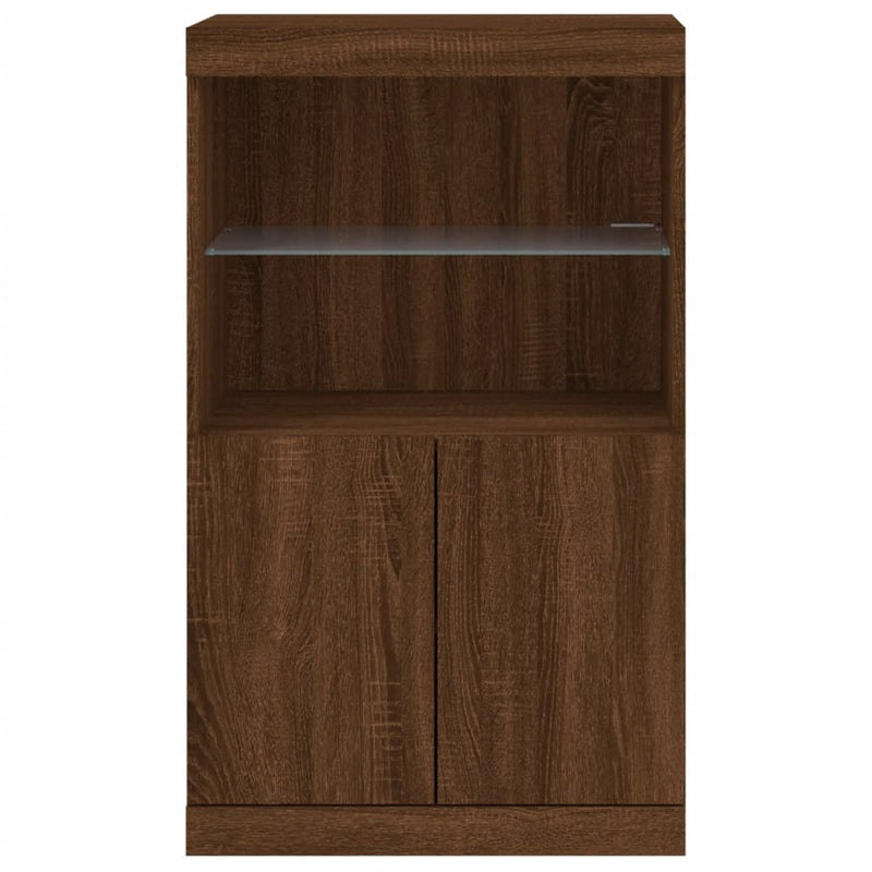 Dressoir Met Led-Verlichting 60,5X37X100 Cm Bruineikenkleurig