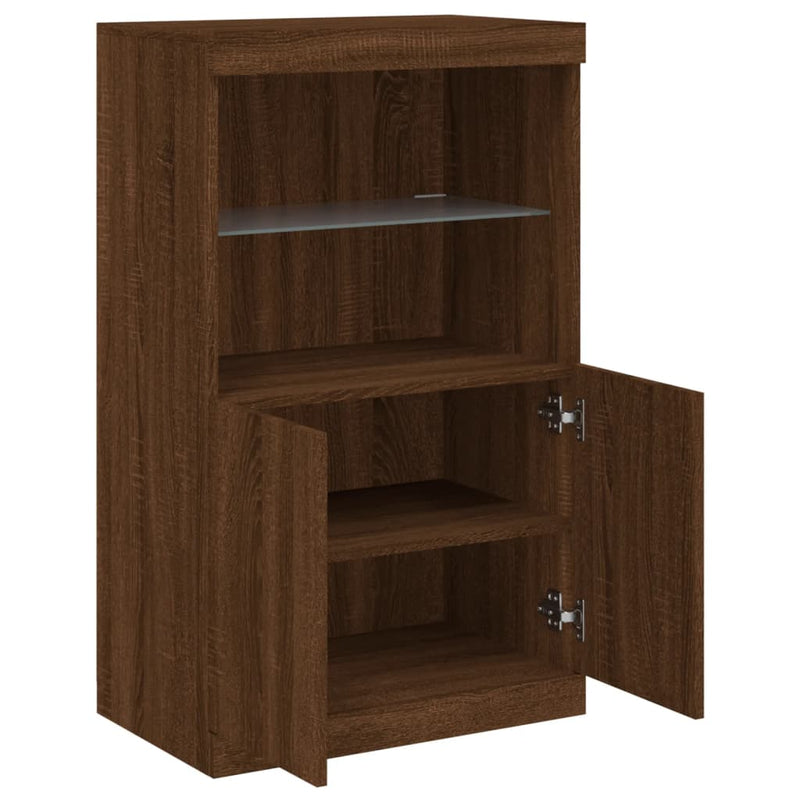 Dressoir Met Led-Verlichting 60,5X37X100 Cm Bruineikenkleurig