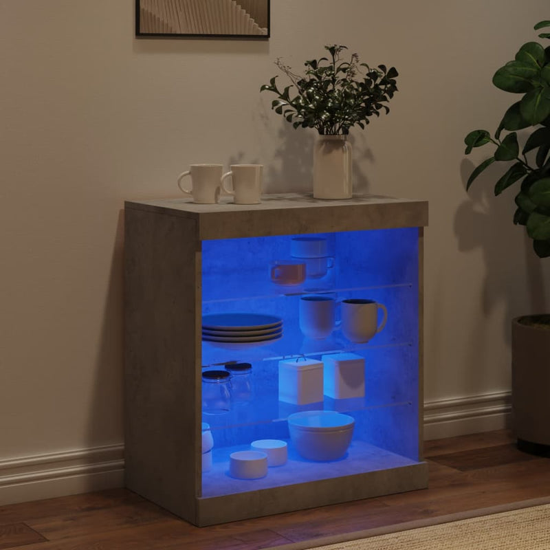 Dressoir Met Led-Verlichting 60,5X37X67 Cm Betongrijs