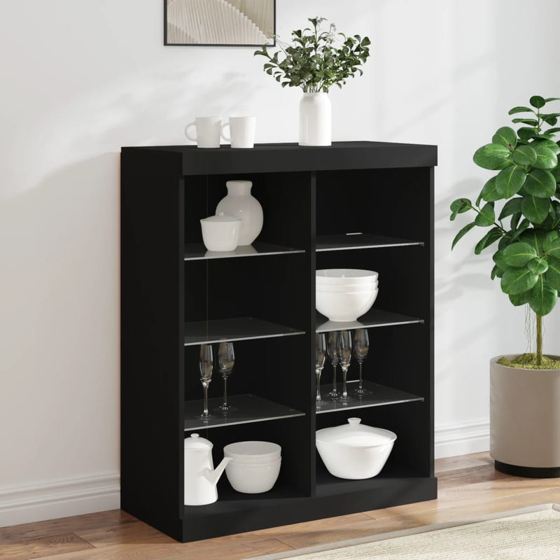 Dressoir Met Led-Verlichting 81X37X100 Cm Bruineikenkleurig