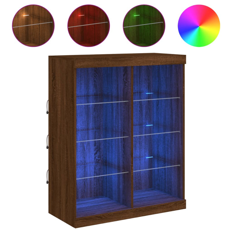 Dressoir Met Led-Verlichting 81X37X100 Cm Bruineikenkleurig