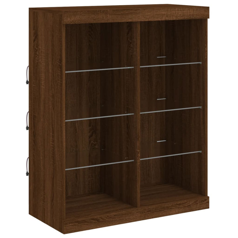 Dressoir Met Led-Verlichting 81X37X100 Cm Bruineikenkleurig