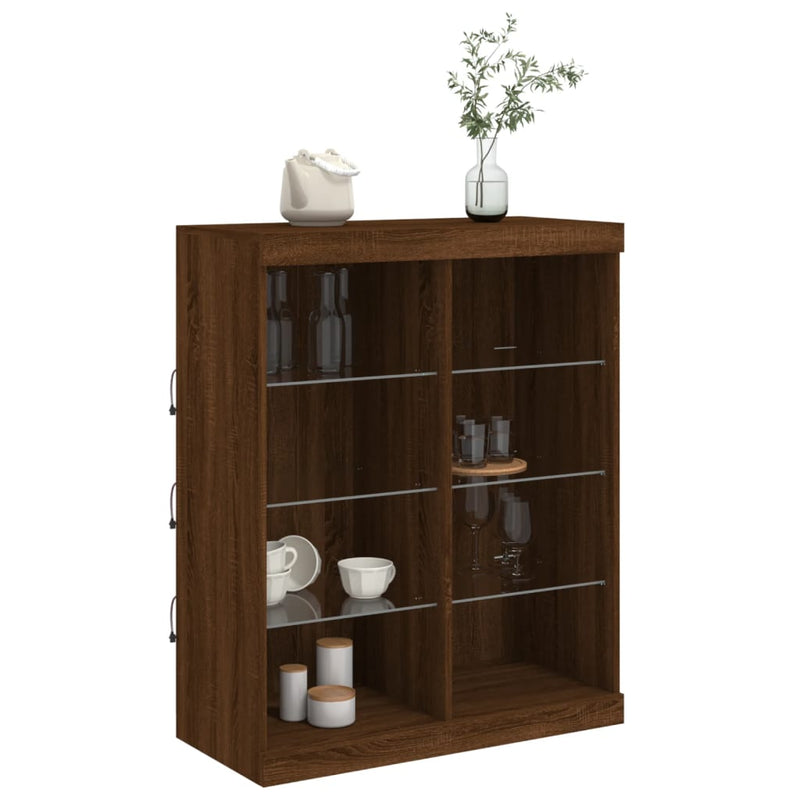 Dressoir Met Led-Verlichting 81X37X100 Cm Bruineikenkleurig