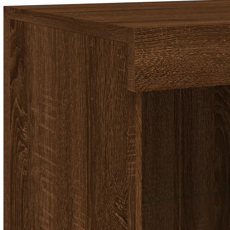 Dressoir Met Led-Verlichting 81X37X100 Cm Bruineikenkleurig
