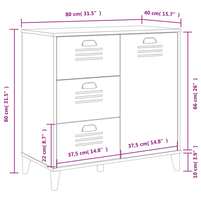 Dressoir Viken 80X40X80 Cm Massief Grenenhout