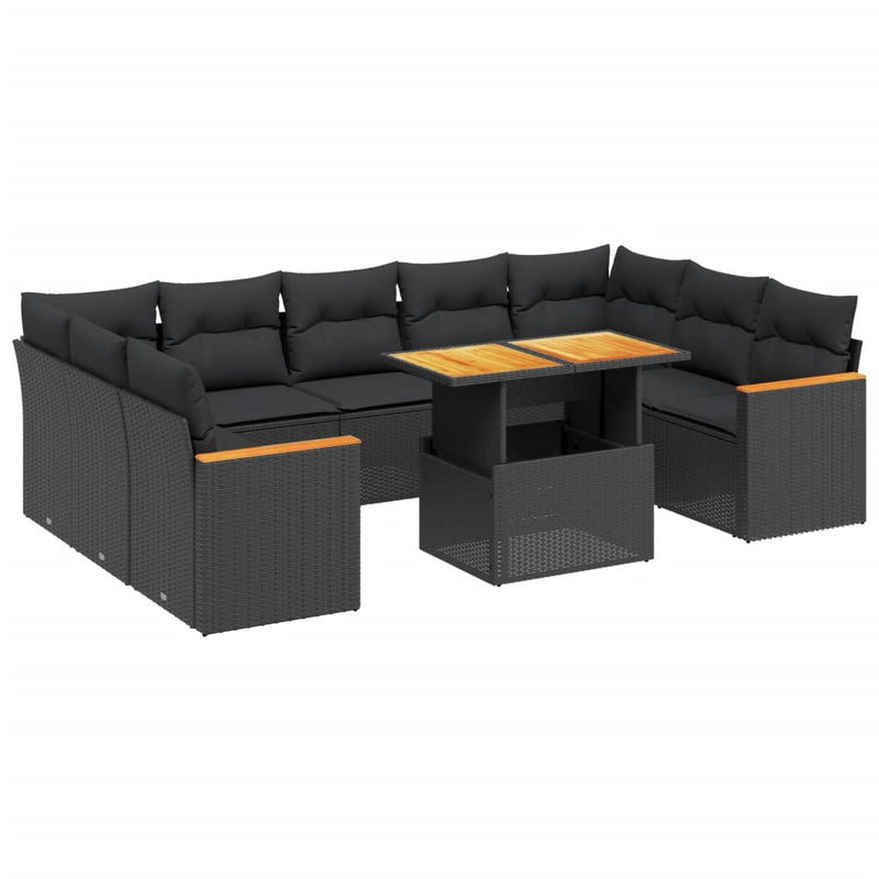 1 Loungeset Met Kussens Poly Rattan