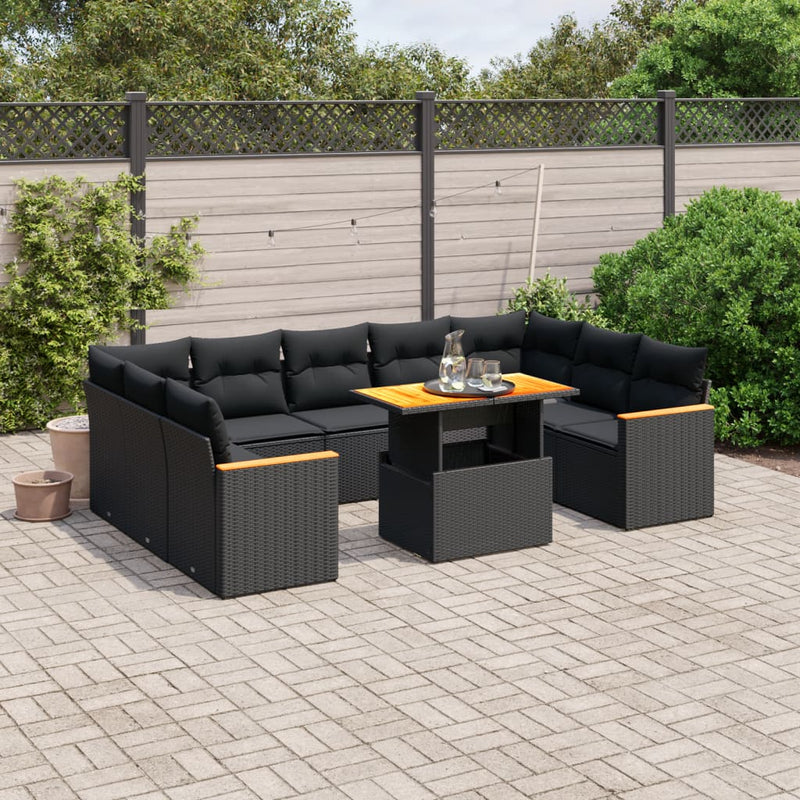1 Loungeset Met Kussens Poly Rattan