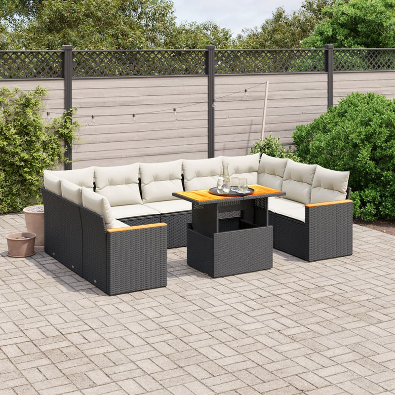 1 Loungeset Met Kussens Poly Rattan