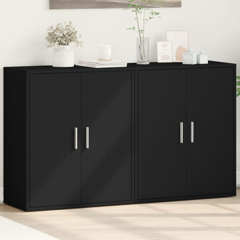 Dressoirs 2 St 60X31X70 Cm Bewerkt Hout Zwart