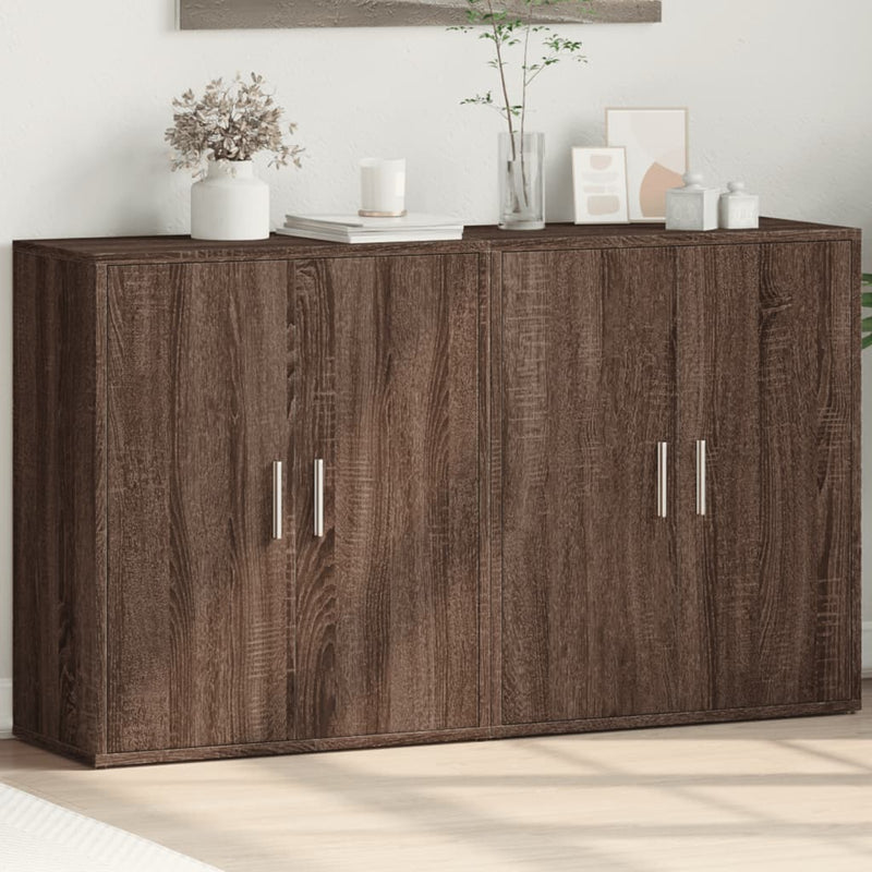Dressoirs 2 St 60X31X70 Cm Bewerkt Hout Bruin Eikenkleurig