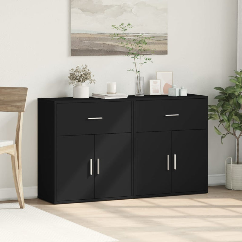 Dressoirs 2 St 60X31X70 Cm Bewerkt Hout Zwart