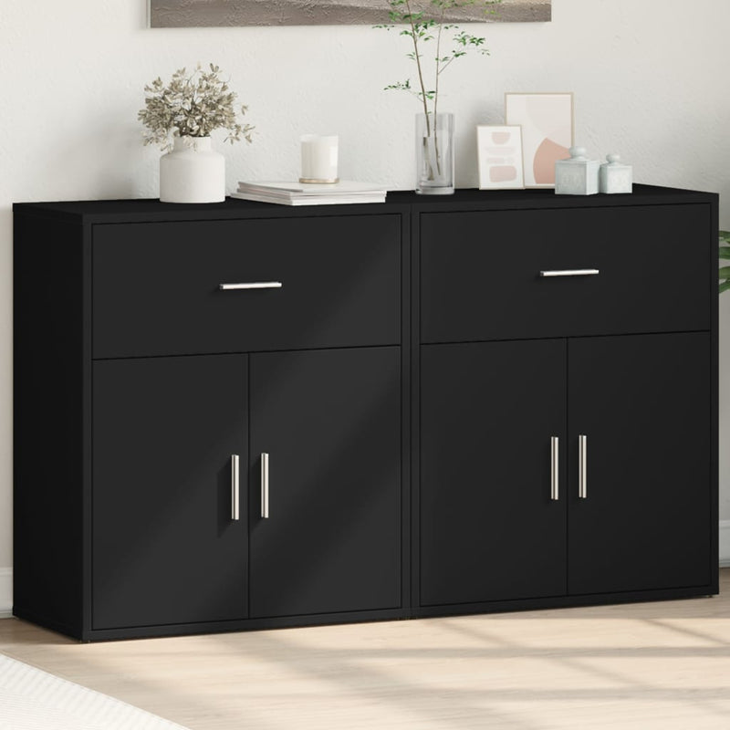 Dressoirs 2 St 60X31X70 Cm Bewerkt Hout Zwart