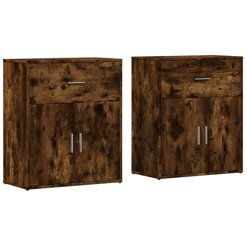 Dressoirs 2 St 60X31X70 Cm Bewerkt Hout Gerookt Eikenkleurig