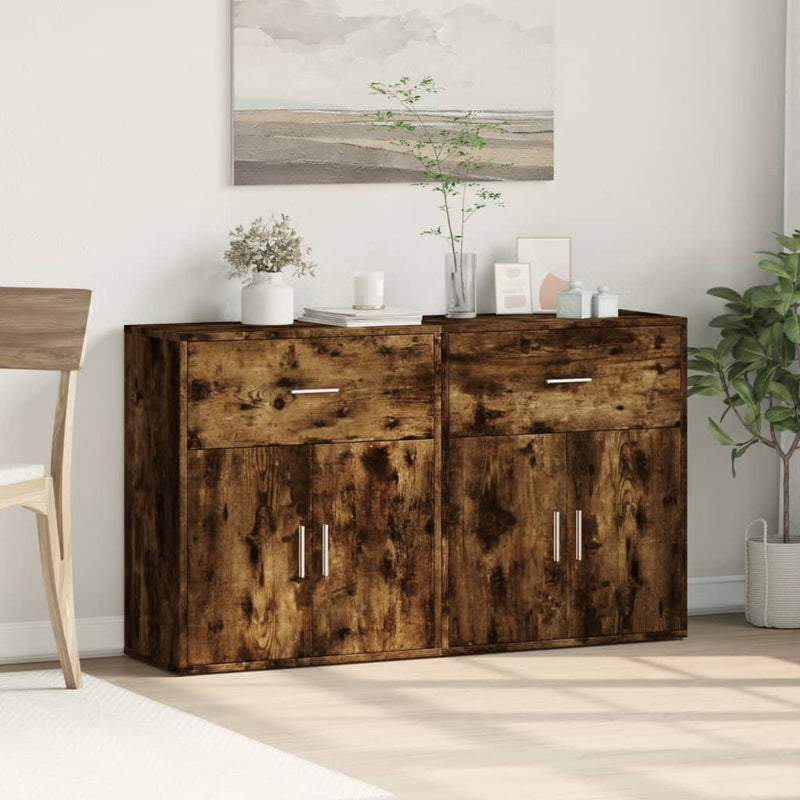 Dressoirs 2 St 60X31X70 Cm Bewerkt Hout Gerookt Eikenkleurig