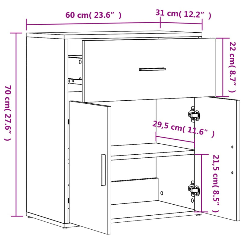 Dressoirs 2 St 60X31X70 Cm Bewerkt Hout Gerookt Eikenkleurig