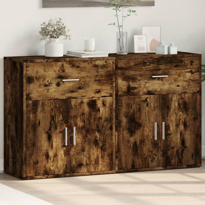 Dressoirs 2 St 60X31X70 Cm Bewerkt Hout Gerookt Eikenkleurig