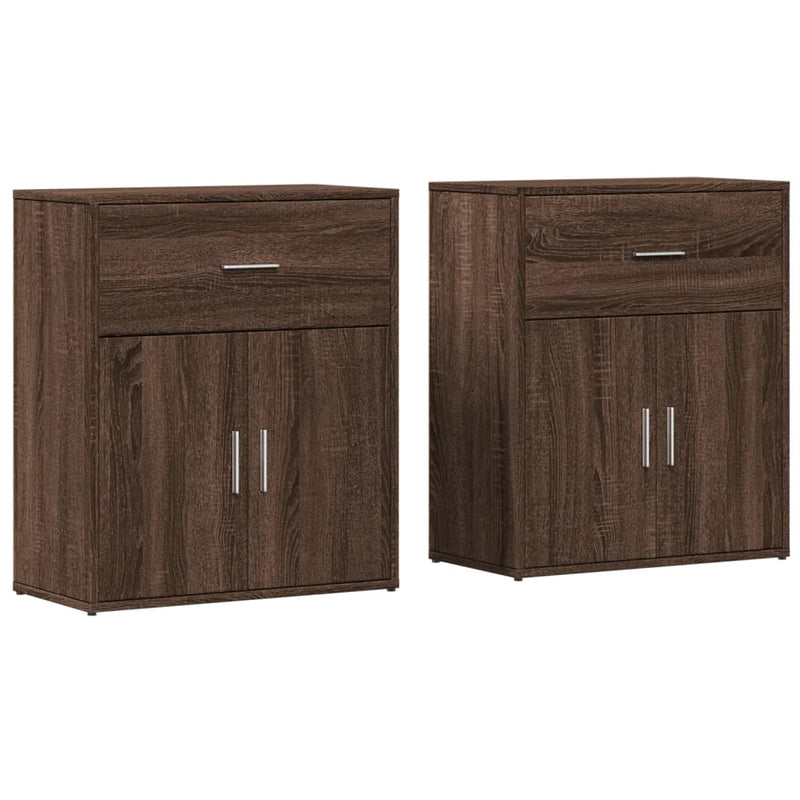 Dressoirs 2 St 60X31X70 Cm Bewerkt Hout Bruin Eikenkleurig