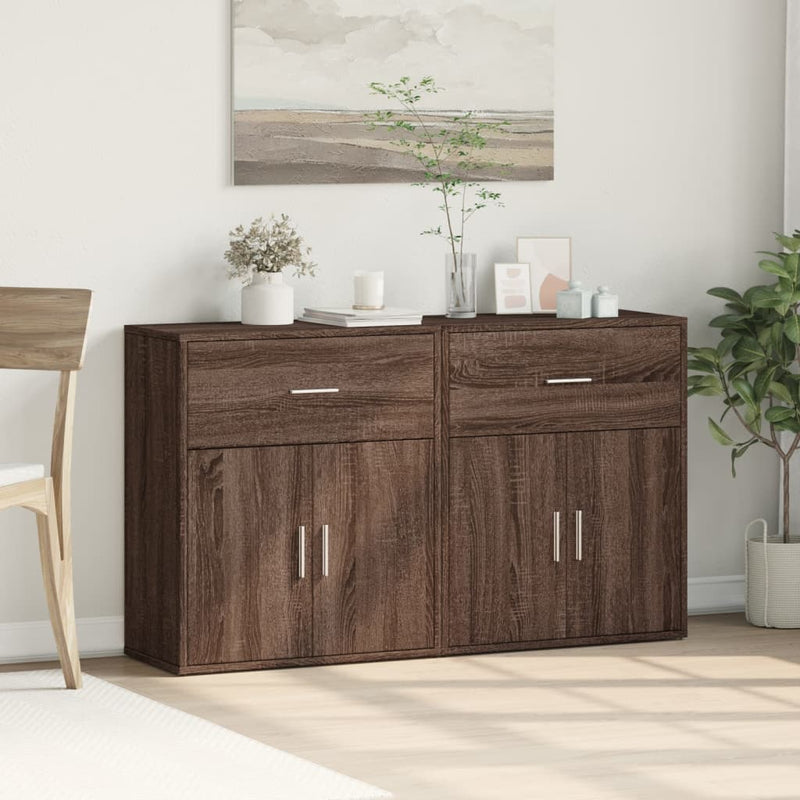 Dressoirs 2 St 60X31X70 Cm Bewerkt Hout Bruin Eikenkleurig