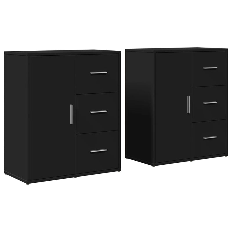Dressoirs 2 St 60X31X70 Cm Bewerkt Hout Zwart