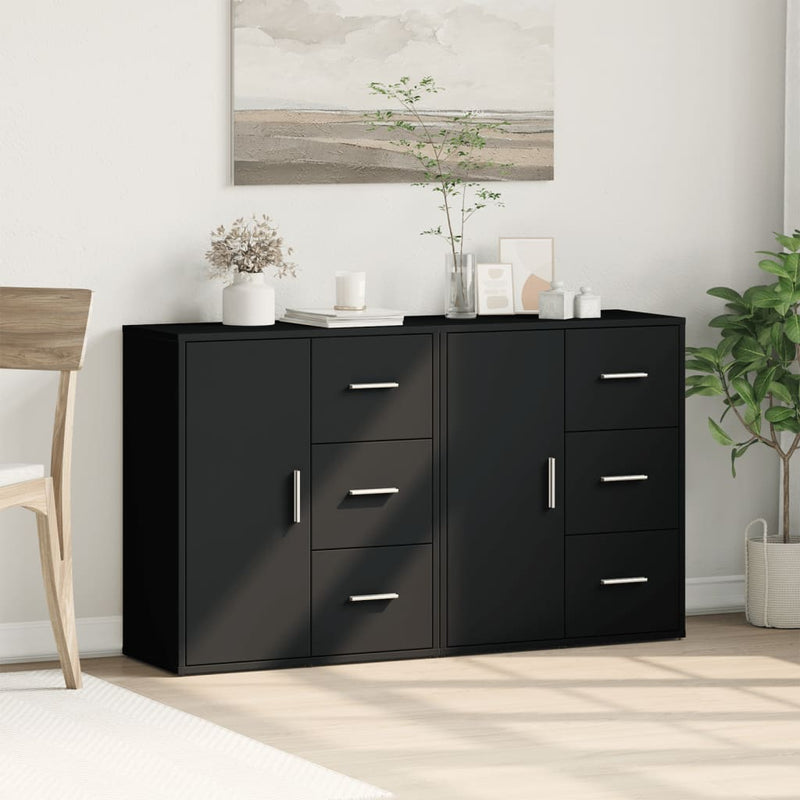 Dressoirs 2 St 60X31X70 Cm Bewerkt Hout Zwart