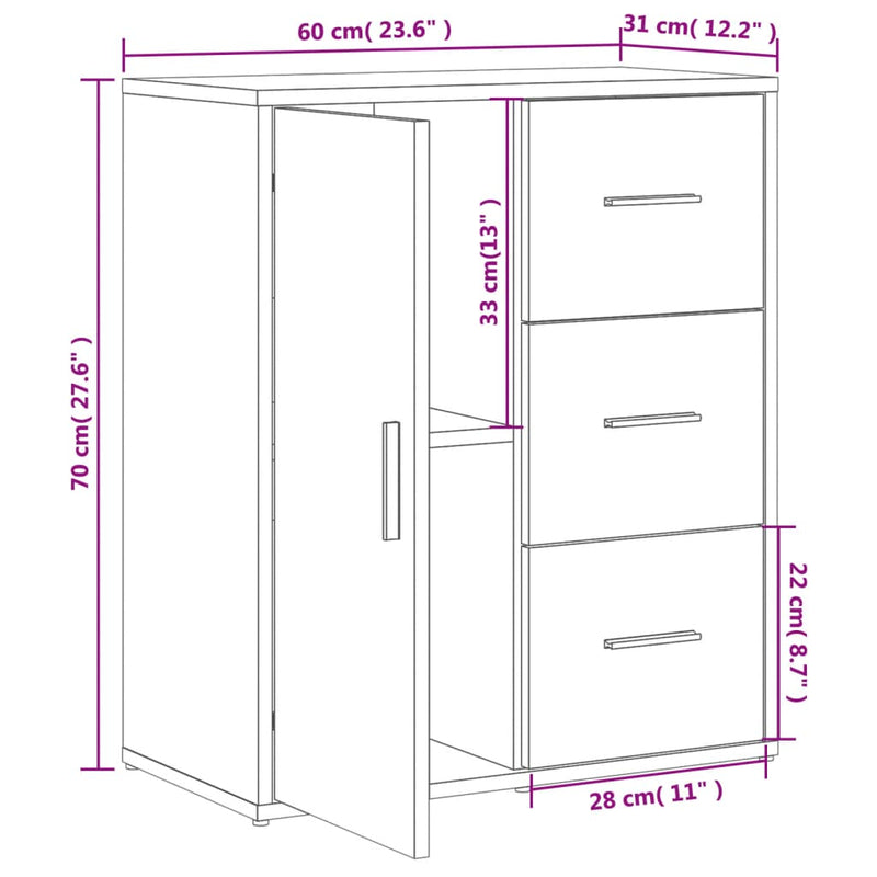 Dressoirs 2 St 60X31X70 Cm Bewerkt Hout Zwart