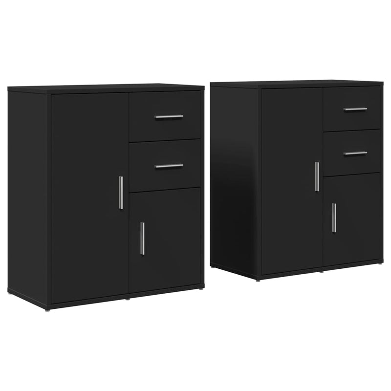 Dressoirs 2 St 60X31X70 Cm Bewerkt Hout Zwart