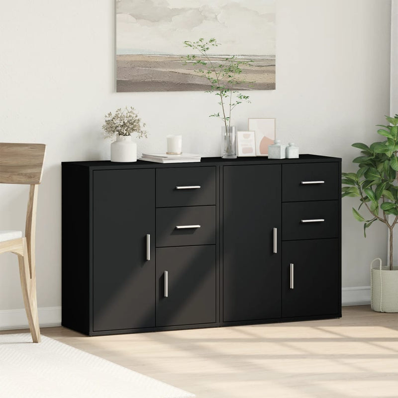Dressoirs 2 St 60X31X70 Cm Bewerkt Hout Zwart