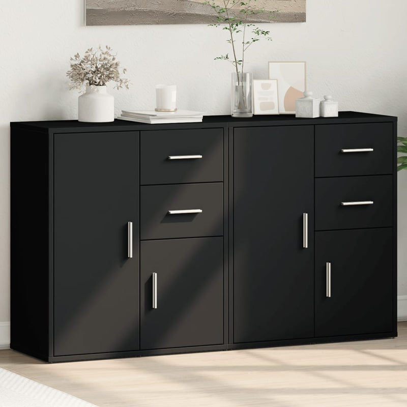 Dressoirs 2 St 60X31X70 Cm Bewerkt Hout Zwart