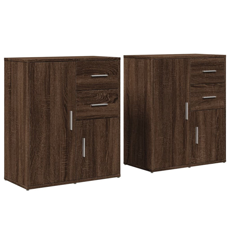 Dressoirs 2 St 60X31X70 Cm Bewerkt Hout Bruin Eikenkleurig