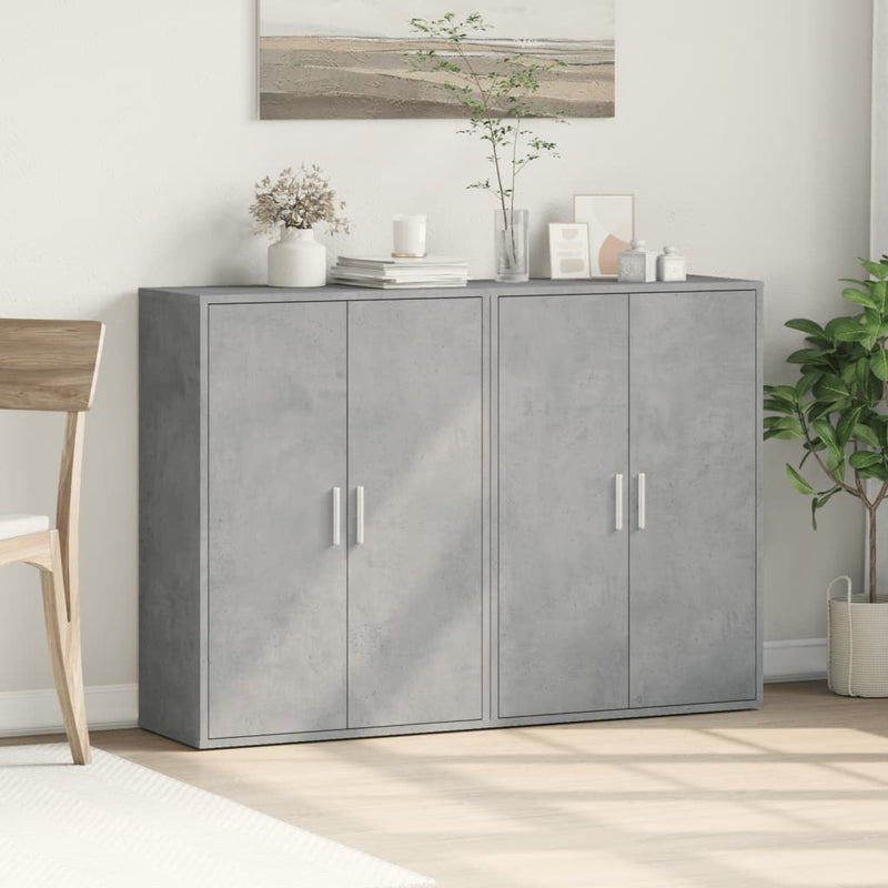 Dressoirs 2 St 60X31X84 Cm Bewerkt Hout Betongrijs
