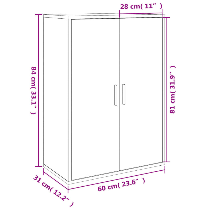 Dressoirs 2 St 60X31X84 Cm Bewerkt Hout Betongrijs